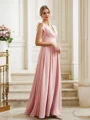 A-Line/Princess Chiffon Ruched V-neck Sleeveless Floor-Length Bridesmaid Dresses