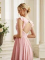 A-Line/Princess Chiffon Ruched V-neck Sleeveless Floor-Length Bridesmaid Dresses