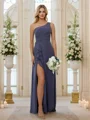 Sheath/Column Chiffon Ruched One-Shoulder Sleeveless Floor-Length Bridesmaid Dresses