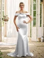Sheath/Column Silk Like Satin Spaghetti Straps Sleeveless Sweep Train Bridesmaid Dresses