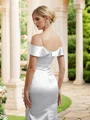 Sheath/Column Silk Like Satin Spaghetti Straps Sleeveless Sweep Train Bridesmaid Dresses