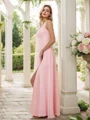 A-Line/Princess Chiffon Lace One-Shoulder Sleeveless Floor-Length Bridesmaid Dresses