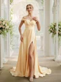 A-Line/Princess Jersey Ruched Off-the-Shoulder Sleeveless Court Train Bridesmaid Dresses