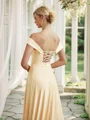 A-Line/Princess Jersey Ruched Off-the-Shoulder Sleeveless Court Train Bridesmaid Dresses