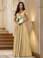 A-Line/Princess Chiffon Ruched V-neck Sleeveless Floor-Length Bridesmaid Dresses