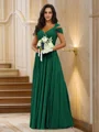A-Line/Princess Chiffon Ruched V-neck Sleeveless Floor-Length Bridesmaid Dresses