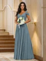 A-Line/Princess Chiffon Ruched V-neck Sleeveless Floor-Length Bridesmaid Dresses