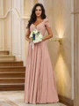 A-Line/Princess Chiffon Ruched V-neck Sleeveless Floor-Length Bridesmaid Dresses