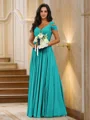 A-Line/Princess Chiffon Ruched V-neck Sleeveless Floor-Length Bridesmaid Dresses
