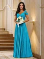 A-Line/Princess Chiffon Ruched V-neck Sleeveless Floor-Length Bridesmaid Dresses