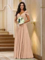A-Line/Princess Chiffon Ruched V-neck Sleeveless Floor-Length Bridesmaid Dresses