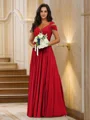 A-Line/Princess Chiffon Ruched V-neck Sleeveless Floor-Length Bridesmaid Dresses