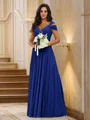 A-Line/Princess Chiffon Ruched V-neck Sleeveless Floor-Length Bridesmaid Dresses
