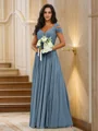 A-Line/Princess Chiffon Ruched V-neck Sleeveless Floor-Length Bridesmaid Dresses