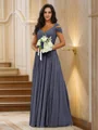 A-Line/Princess Chiffon Ruched V-neck Sleeveless Floor-Length Bridesmaid Dresses