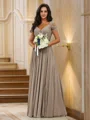 A-Line/Princess Chiffon Ruched V-neck Sleeveless Floor-Length Bridesmaid Dresses