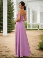 A-Line/Princess Chiffon Ruched Off-the-Shoulder Sleeveless Floor-Length Bridesmaid Dresses