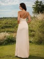 Sheath/Column Silk Like Satin Ruched One-Shoulder Sleeveless Floor-Length Bridesmaid Dresses