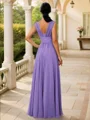 A-Line/Princess Chiffon Ruched V-neck Sleeveless Floor-Length Bridesmaid Dresses
