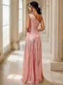 A-Line/Princess Sequins Ruched One-Shoulder Sleeveless Floor-Length Bridesmaid Dresses