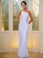 Sheath/Column Silk Like Satin Ruched One-Shoulder Sleeveless Floor-Length Bridesmaid Dresses
