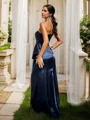Sheath/Column Silk Like Satin Ruffles One-Shoulder Sleeveless Floor-Length Bridesmaid Dresses