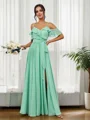 A-Line/Princess Chiffon Ruffles Straps Sleeveless Floor-Length Bridesmaid Dresses