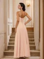 A-Line/Princess Chiffon Ruched V-neck Sleeveless Floor-Length Bridesmaid Dresses