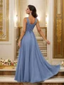 A-Line/Princess Chiffon Ruched V-neck Sleeveless Floor-Length Bridesmaid Dresses