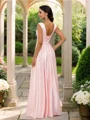 A-Line/Princess Satin V-neck Sleeveless Floor-Length Bridesmaid Dresses