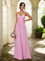 A-Line/Princess Chiffon Ruched V-neck Sleeveless Floor-Length Bridesmaid Dresses