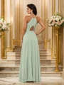 A-Line/Princess Chiffon Ruched Halter Sleeveless Floor-Length Bridesmaid Dresses