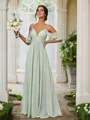 A-Line/Princess Chiffon Ruched Straps Sleeveless Floor-Length Bridesmaid Dresses