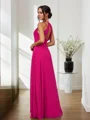 A-Line/Princess Chiffon Ruched V-neck Sleeveless Floor-Length Bridesmaid Dresses