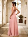 A-Line/Princess Chiffon Ruched V-neck Sleeveless Floor-Length Bridesmaid Dresses