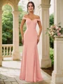 Sheath/Column Chiffon Ruched Off-the-Shoulder Sleeveless Floor-Length Bridesmaid Dresses