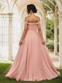 A-Line/Princess Chiffon Applique Off-the-Shoulder Sleeveless Floor-Length Bridesmaid Dresses