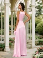 A-Line/Princess Silk Like Satin Ruffles Halter Sleeveless Floor-Length Bridesmaid Dresses