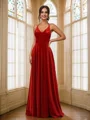 A-Line/Princess Velvet V-neck Sleeveless Floor-Length Bridesmaid Dresses