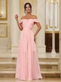 A-Line/Princess Chiffon Ruched Off-the-Shoulder Sleeveless Sweep/Brush Train Bridesmaid Dresses