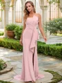 Sheath/Column Stretch Crepe Ruched Strapless Sleeveless Sweep/Brush Train Bridesmaid Dresses