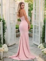 Sheath/Column Stretch Crepe Ruched Strapless Sleeveless Sweep/Brush Train Bridesmaid Dresses