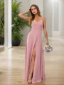 A-line/Princess Chiffon Ruched V-neck Sleeveless Floor-Length Bridesmaid Dresses