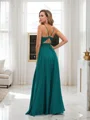 A-line/Princess Chiffon Ruched V-neck Sleeveless Floor-Length Bridesmaid Dresses