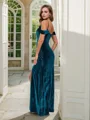 Sheath/Column Velvet Ruched Sleeveless Floor-Length Corset Bridesmaid Dresses