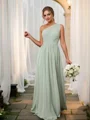 A-line/Princess Chiffon Ruched One-Shoulder Sleeveless Floor-Length Bridesmaid Dresses