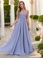 A-line/Princess Chiffon Ruched V-neck Sleeveless Floor-Length Bridesmaid Dresses