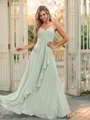 A-line/Princess Chiffon Ruched V-neck Sleeveless Floor-Length Bridesmaid Dresses