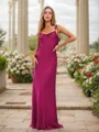 Sheath/Column Silk Like Satin Spaghetti Straps Sleeveless Floor-Length Bridesmaid Dresses