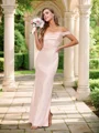 Sheath/Column Silk Like Satin Ruched Sleeveless Floor-Length Corset Bridesmaid Dresses